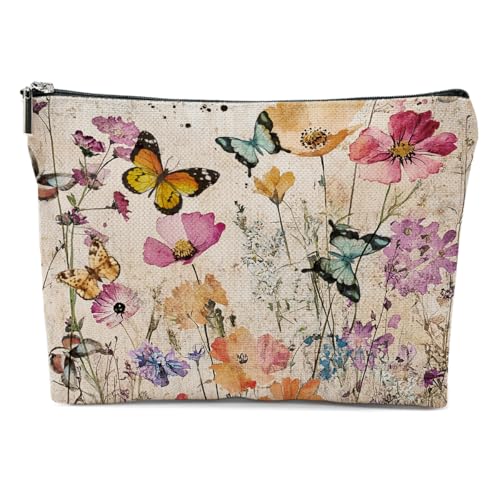Floral Butterfly Makeup Bag, Butterfly Gifts Cosmetic Bags Travel Pouch - color: Multicolor 0152