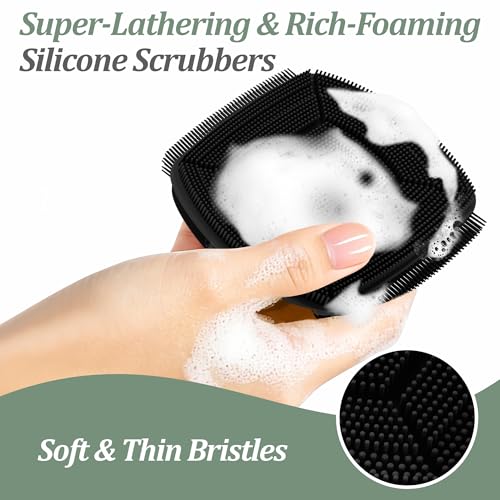 Upgrade Silicone Face Scrubber 2PCS, Soft Facial Cleansing Brush with Unique Side-Bristle Design, Manual Face Brush with Finger-Grip Handle for Gentle Exfoliating & Deep Cleansing(Blackx2) - color: Blackx2
