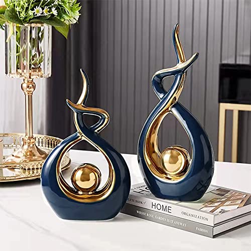 Norrclp Home Decor Modern Abstract Art Ceramic Statue Table Decor (Small) - color: Blue and Gold, size: Small