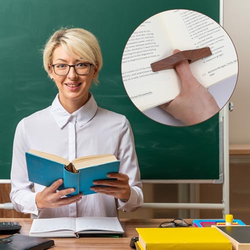 Thumb Book Page Holder Walnut Wood Book Holder Smooth Wood Page Holders for Reading Accessories Books Lovers Gifts for Women Best Friend Birthday Gifts Teacher Graduation Bookish Reader Books Club