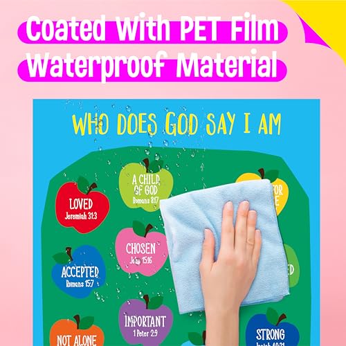 15 Bible Posters for kids, Thick Religious Poster Waterproof & Tear Proof with PET Film, Books of the Bible Poster Sunday School Christian Decoration for Classroom, Bulletin Board (14.5” x 11”) - size: Bible Posters (14.5” x 11”) -A
