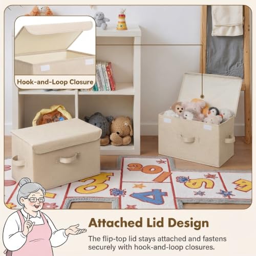 GRANNY SAYS Memory Keepsake Storage Box, Fabric Storage Bins with Lids - color: Khaki, size: Large