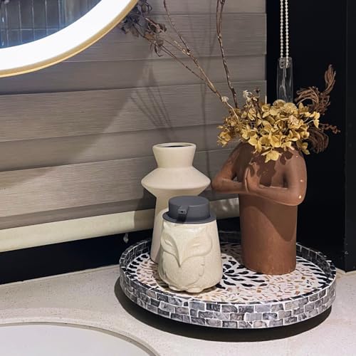 12.5" Lazy Susan for Table Top – Mother of Pearl Spinning Turntable Serving Tray, Marble Lazy Susan Organizer for Dining Table Centerpiece, Kitchen Island Decor, Bathroom Counter, Outdoor Use (Flower) - color: Lucky Flower