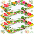JarThenaAMCS 3Pcs Summer Tropical Luau Serving Trays Reusable Serving Dishes Watercolor Hawaiian Hibiscus Floral Monstera Melamine Platter for Pool Beach Aloha Birthday Party - style: Tropical Luau