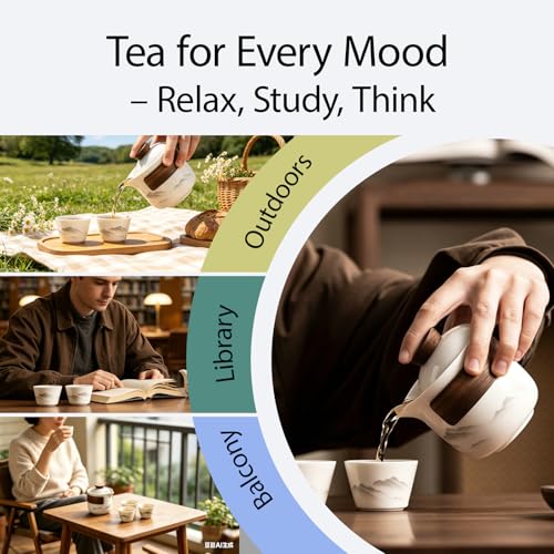 Portable Chinese Gongfu Tea Set, Travel Mini Gaiwan Teapot with Bag - color: White