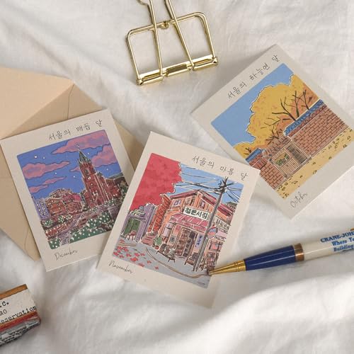 Monolike Day by Day Card, 101 Seoul Twelve Months - Mix 48 Mini Single cards, 24 envelopes Package - color: 101 Seoul Twelve Months