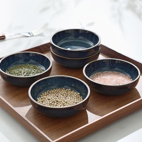 famiware Ceramic Soy Sauce Dish, 3oz Dipping Bowls Set of 6, Midnight Blue - color: Midnight Blue, style: Nature