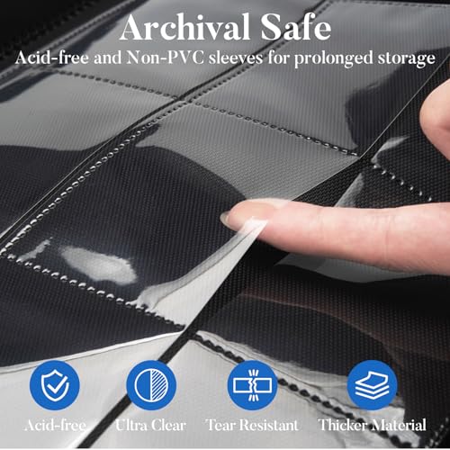 Premium Zip Card Binder 12 Pocket, Fabmaker 912 Pocket Trading Card Binder - color: Navy Blue, size: 12 Pocket - 15" x 13.6"