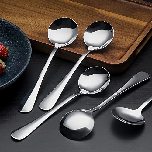 Soup Spoons, 50pcs Stainless Steel Spoons Heavy-Weight Round Spoon Flatware - size: 50 pcs