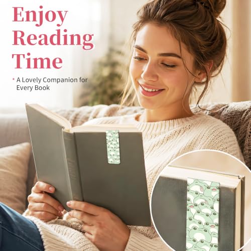 5 Pieces Magnetic Bookmarks, Cute Magnet Bookmark Clips, Colorful Page Markers for Books, Reading Supplies for Book Lovers, Women and Men Cute Green Frog - color: Cute Green Frog