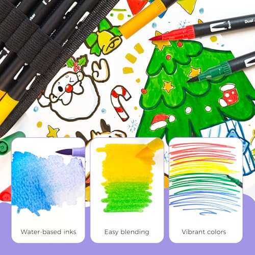 Artecho 72 Colors Dual Tip Markers for Adult Coloring Books with Bag