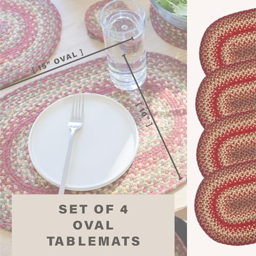 Homespice Cider Barn Jute Braided Table Mats, Oval 10x15 Set of 4 - color: Cider Barn
