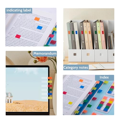 Golcellia 300 Pcs Sticky Tabs, Writable Annotation Tabs for Books - color: Red,orange,green,blue,yellow