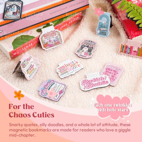 KACIOLA 12PCS Glittery Magnetic Bookmarks for Women, Cute Book Marks - color: Bookworm