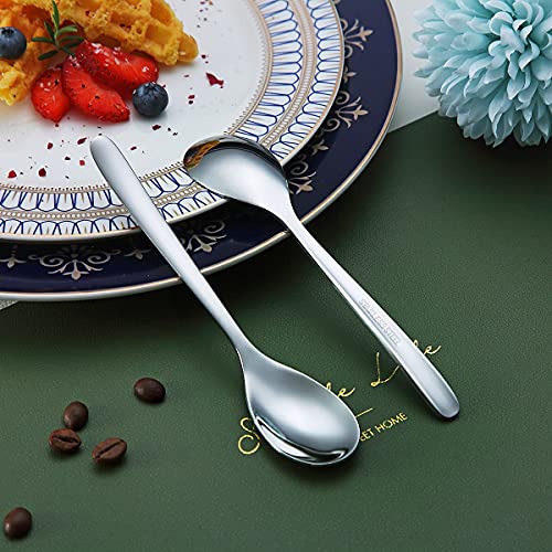 Demitasse Espresso Mini Spoons, 5.5'' Stainless Steel, Set of 6, Dishwasher Safe (Silver) - color: 1. Silver