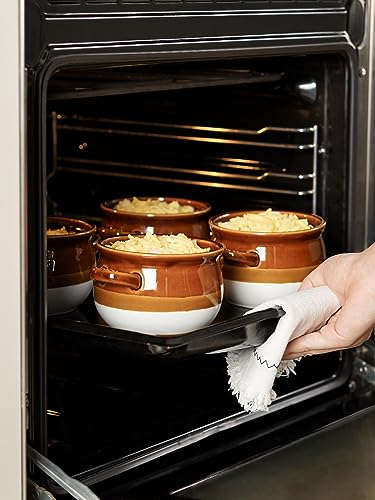 LE TAUCI French Onion Soup Bowls with Lids, Handles, 16 oz, Set of 4 - size: 16 OZ