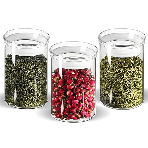 ZENS 15oz Airtight Glass Jars Set of 3, Small Food Container Spice Jars - size: 4-15oz 3Pack