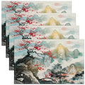 Feelyou Japanese Style Placemats Set Set of 4 18"x12" - color: Pink Teal