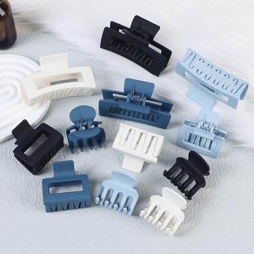 SMKSL 12 Pcs Hair Claw Clips for Women & Girls 3 Styles Hair Accessories - color: Blue