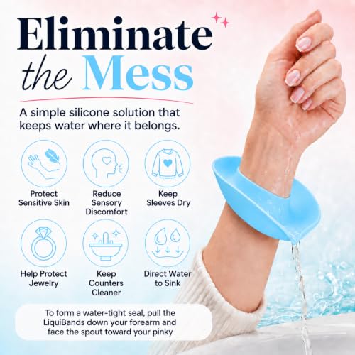 LiquiBands Face Washing Wristbands - Original Drip Catch Cuffs (Blue, S/M) - color: Sky Blue, size: S/M