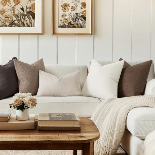 MIULEE Pack of 2 Decorative Linen Burlap Pillow Covers Farmhouse Boho Accent Pillowcases Modern Home Decor for Couch Sofa Bedroom Living Room 18x18 Inch Gray White - color: Gray White, size: 18" x 18" (Pack of 2)