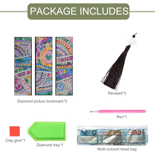 Tontut 3pcs Diamond Art Painting Kit Bookmarks, Star River Exquisite General DIY Bookmarks, Lightweight and Durable for Reading Lovers - color: Star River