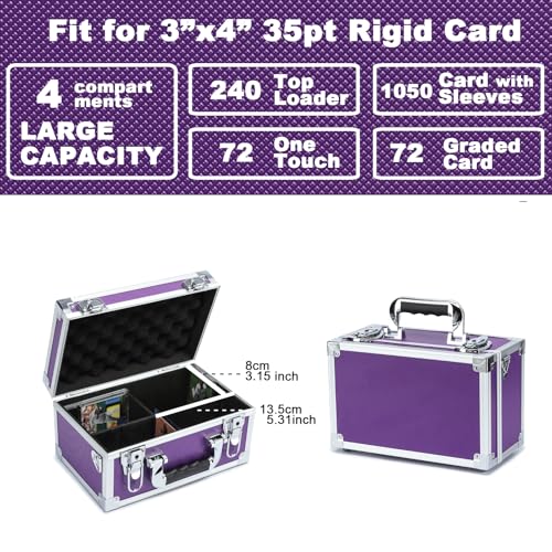 Collectable Trading Card Cases, Toploaders Storage Box, Magnetic Card Storage Hard Cabinet, Graded Card Storage Case, Sports & Trading Collector Storage Box (Purple) - color: Purple, size: Small
