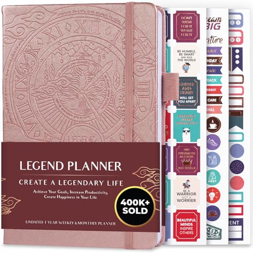Legend Planner Undated, Weekly & Daily Goal Journal, A5 Rose Gold - color: Rose Gold (Undated), size: A5 (5.5'' x 8.3'')