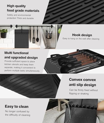 Silicone Grill Mat for Blackstone Griddle Accessories, 8-Slot Tool Mat - color: Black