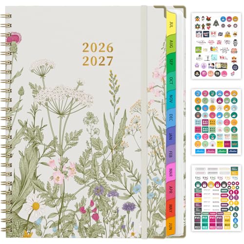 Academic Planner 2026–2027, A4 Hardcover Weekly Monthly Planner, Large 8.5 x 11 School Year Planner July 2026 to July 2027, with Bookmark, Pocket Folder and Sticky Notes, Garden Flowers - color: Garden Flowers, size: A4