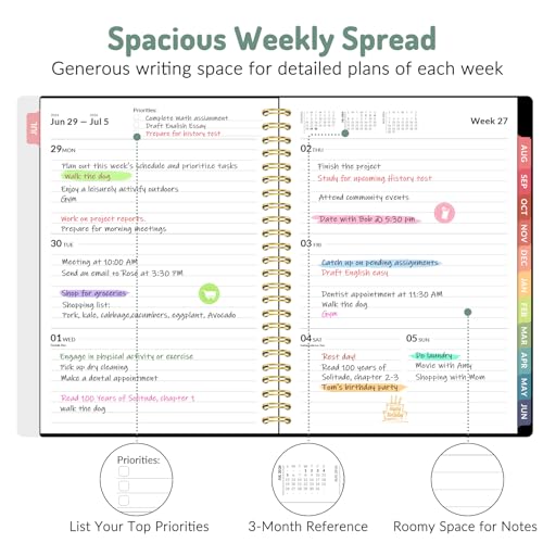 Forvencer Academic Planner 2026-2027, Weekly & Monthly Calendar Planner, A5 - color: Purple, size: 6.3"x8.4" (Jul 2026 - Jun 2027)