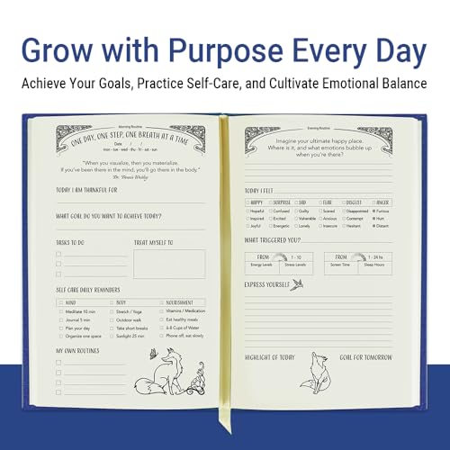 Gratitude Journal for Women with Guided Daily Prompts, Goal Setting & Habit Tracker—90-Day Mindfulness & Self-Care Journal with Relaxing Coloring Pages for Mood, Mindset & Sobriety Support (Hardcover) - color: BLUE