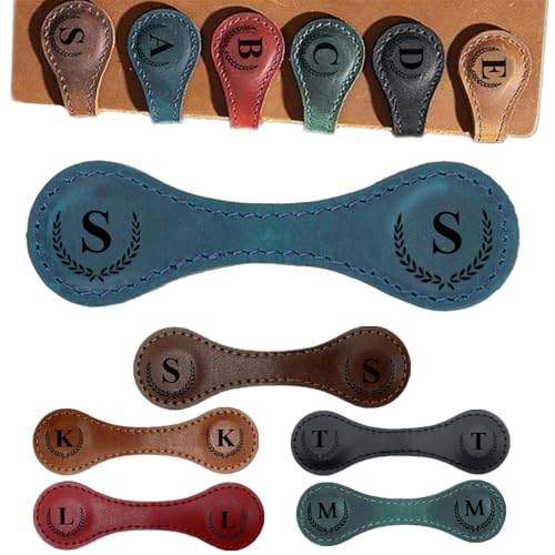 Personalized Magnetic Leather Bookmark, 26 Letters Customized Initial Book Markers Multi Functional Cute Book Mark Meaningful Gift for Wonmen Teachers, Book Lovers (S, Blue) - color: Blue, size: S