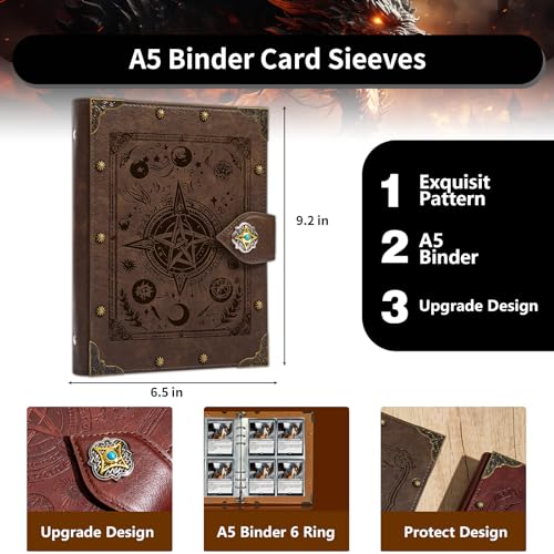 DUROTAN Trading Card Binder for MTG/YGO/PTCG/Game Cards,Holds 240 Cards - color: 7-Fantasy-GrayBrown