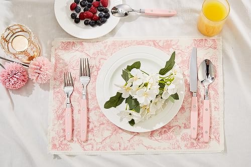 ANNOVA Silverware Set, Retro/Rivet Colorful Stainless Steel Tableware Kitchen Flatware Set Utensils, Includes Dinner Knives, Forks, Spoons, Salad Forks & Dessert Spoons (Light Pink, 20 Pieces) - color: Light Pink