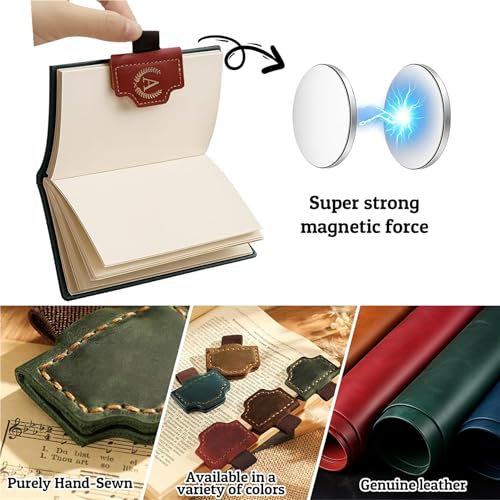 Personalized Mark Bookmark with Pen Holder, Leather Magnetic Book Marker 26 Letters,Custom Initials Page Marks, Gifts for Book Lovers Readers Men Women (Red, B) - color: Red, size: B