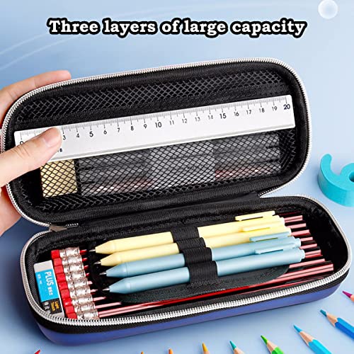 3D Spacecraft Pencil Case for Kids Boys, Waterproof Pencil Box with Compartments Pen Pouch (Blue) - color: Spacecraft