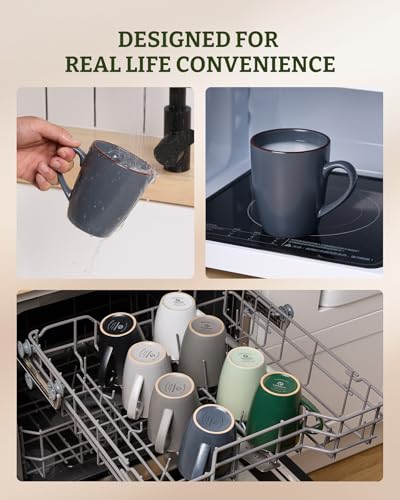 famiware Venus Coffee Mugs Set of 4, 13 oz Ceramic Stoneware Mug Cup Set - color: Charcoal, size: 4pcs