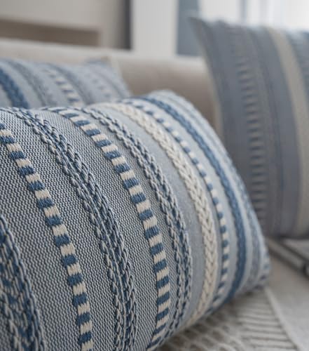 Cethom Boho Lumbar Pillow Covers 14x36 Long, Farmhouse Decorative Couch Pillow Cases, Blue Accent Pillows of Bed, Sofa Bedroom Living Room Home Decor Cushion Cover, Pack of 1 - color: Blue, size: 36" x 14" (Pack of 1)