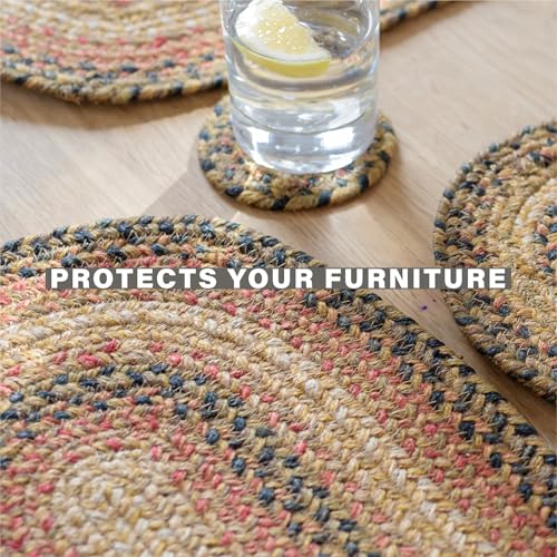 Homespice Russet Braided Placemats for Country Decor, Oval 13x19 Set of 4 - color: Russett