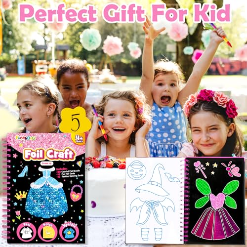 FUNNYB&G Foil Art Craft Kit for Kids, Sparkly Birthday Gift Toy for Girls - style: Dress