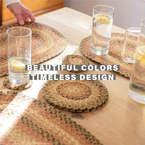Homespice Russet Braided Placemats for Country Decor, Oval 13x19 Set of 4 - color: Russett