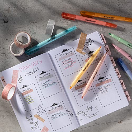DIVERSEBEE Dual Tip Bible Highlighters and Pens No Bleed, 8 Pack Assorted Pastel Colors Quick Dry Highlighters Set, Cute Markers for Bible Study Journaling School Office Supplies and Accessories - color: Pastel