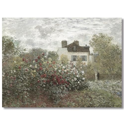 Huabsad Vintage Landscape Monet Flower Oil Painting Canvas Wall Art Antique Cottage Outdoor Garden Roses Lover Wall Decor Rustic Farmhouse Living Room Bedroom Aesthetic Prints 12x16in Unframed - color: Oil painting02, size: 12x16in Unframed