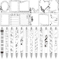 Dispowreath 24 Pcs Music Note Sticky Notes with Pens Themed Party Favors Gifts Cute Notepad Memo Notes Pads Black Ink Ballpoint Pen for Music Lover Christmas Gifts Office School Supplies - style: Music Note