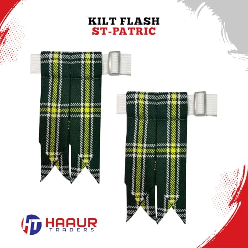 Men's Men's Tartans Kilt Flashes with Heavy Buckle Elastic Adjusters Fit - color: St Patrick