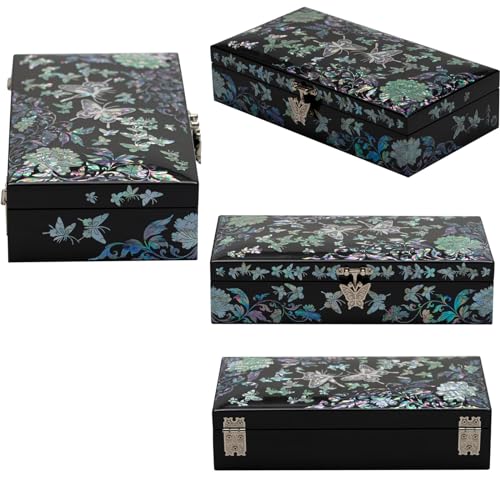 February Mountain Butterfly Pearl Jewelry Box with Removable ring tray - Ideal Gift for Her on Any Occasion - style: Butterfly