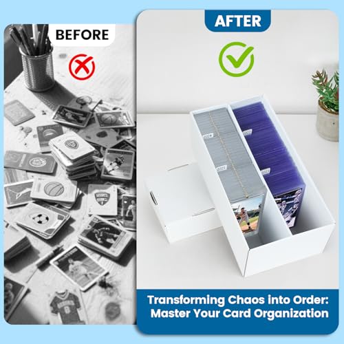 4 Pack Trading Card Storage Box - Holds 320 Top Loaders & 88 One Touch - Cardboard Case with Dividers for Sport Cards (2 Rows) - size: 2 Rows