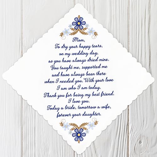 Mother of the Groom Gift Wedding Handkerchief Something Blue - color: Mom X 1 (Blue)
