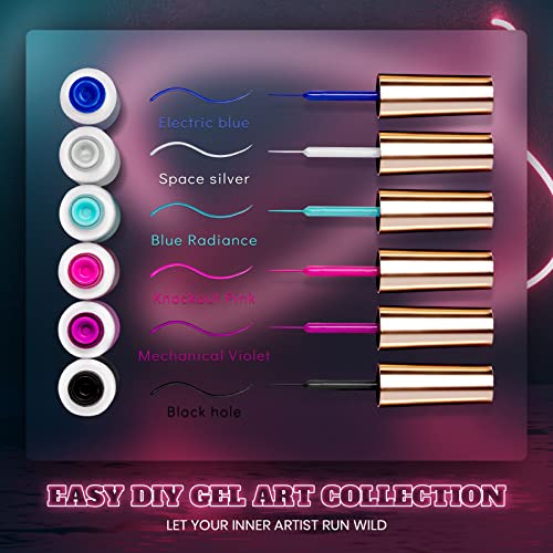 Beetles Gel Liner Nail Polish, 6 Colors Nail Art Paint for Swirl Nails - color: B - Multicolor Clear-6
